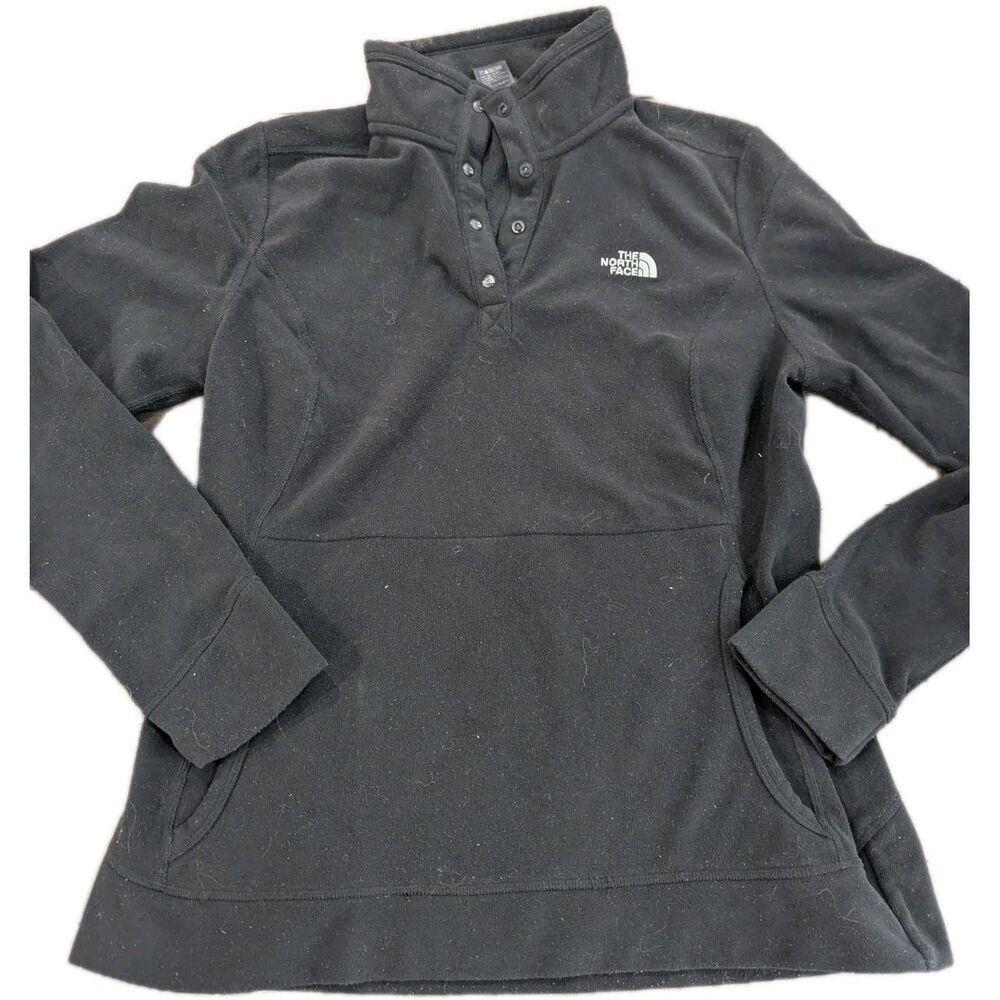 The North Face Women's Polartec Alpine Pullover 1/,4 Snap Solid Black Size L